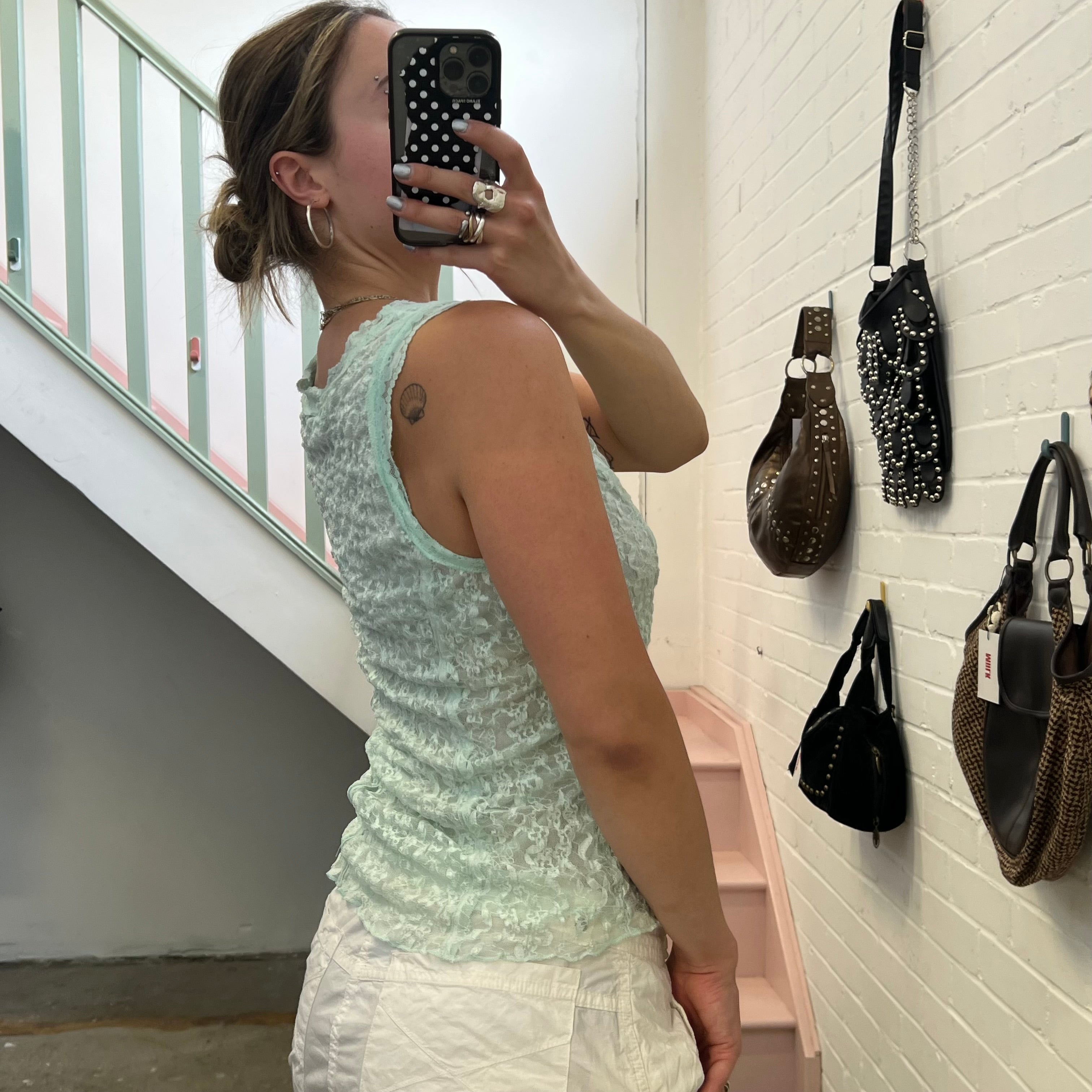Baby blue lace vest