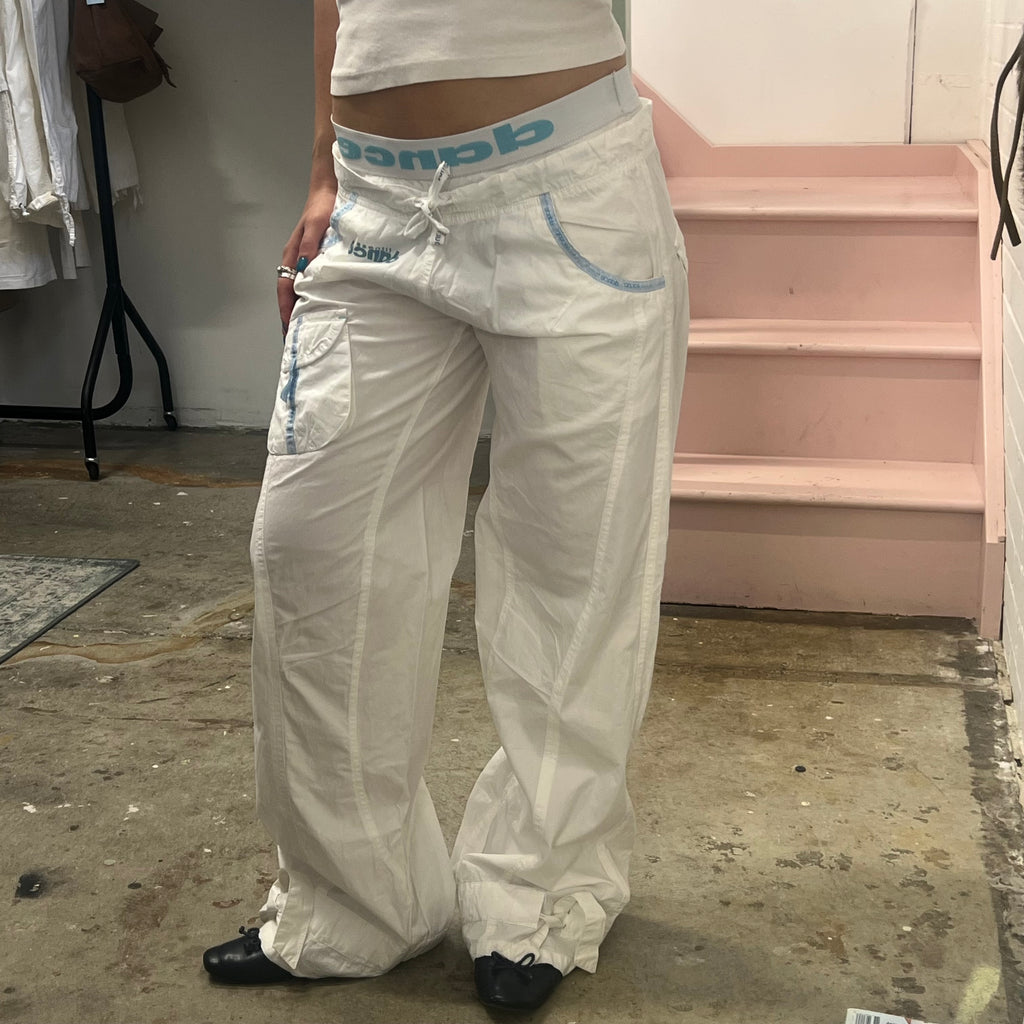 Danza white baggy wide leg joggers