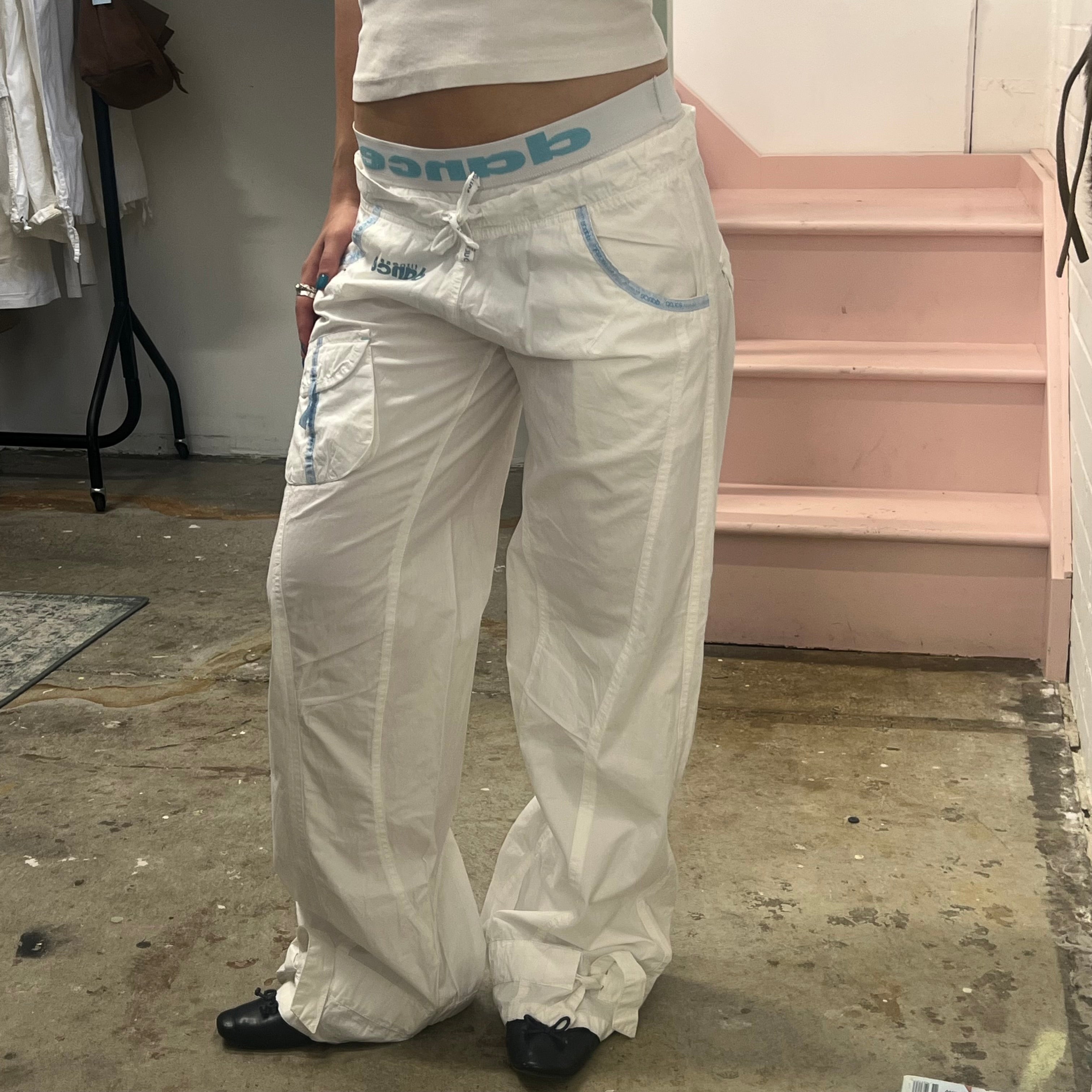 Danza white baggy wide leg joggers