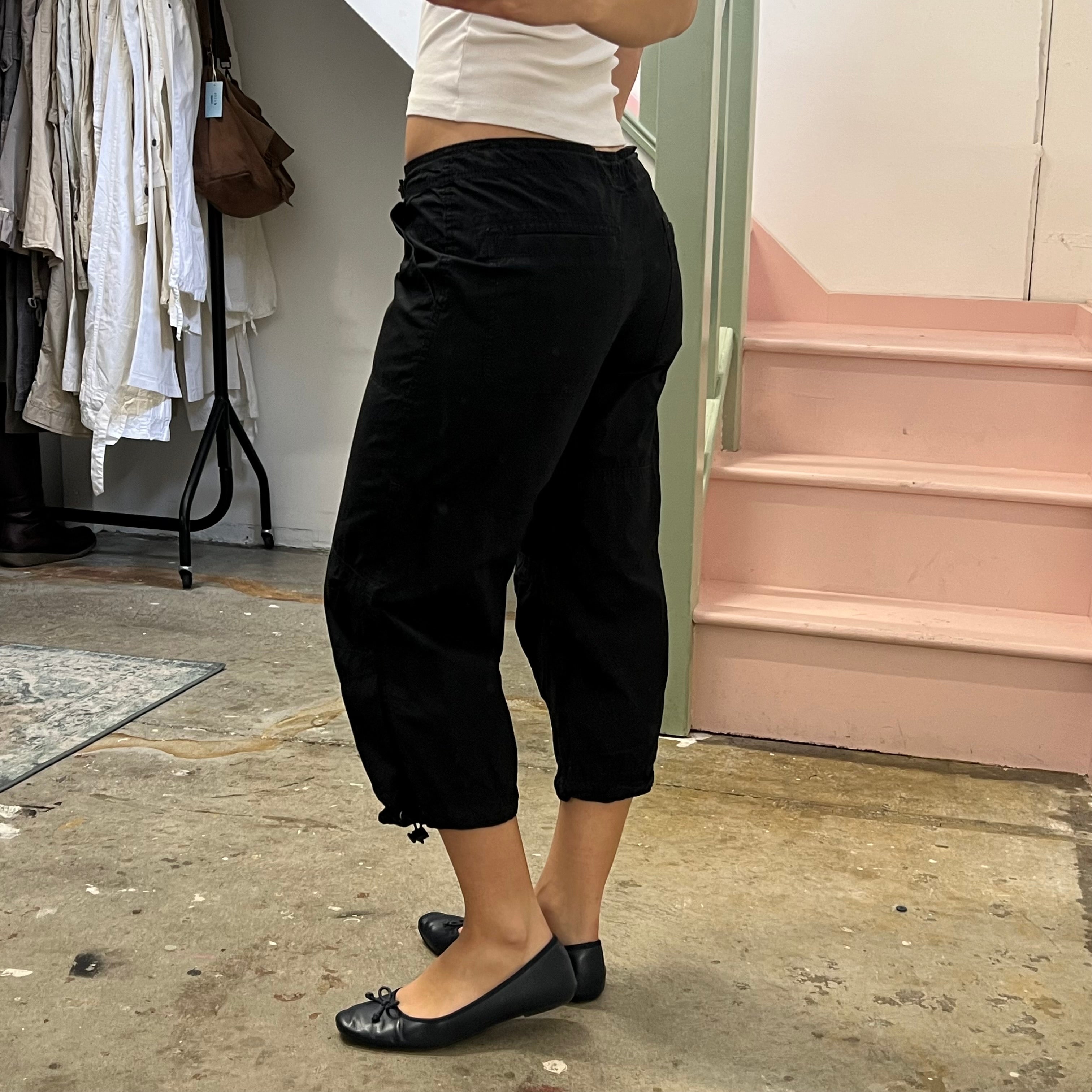 Black low rise cargo capris