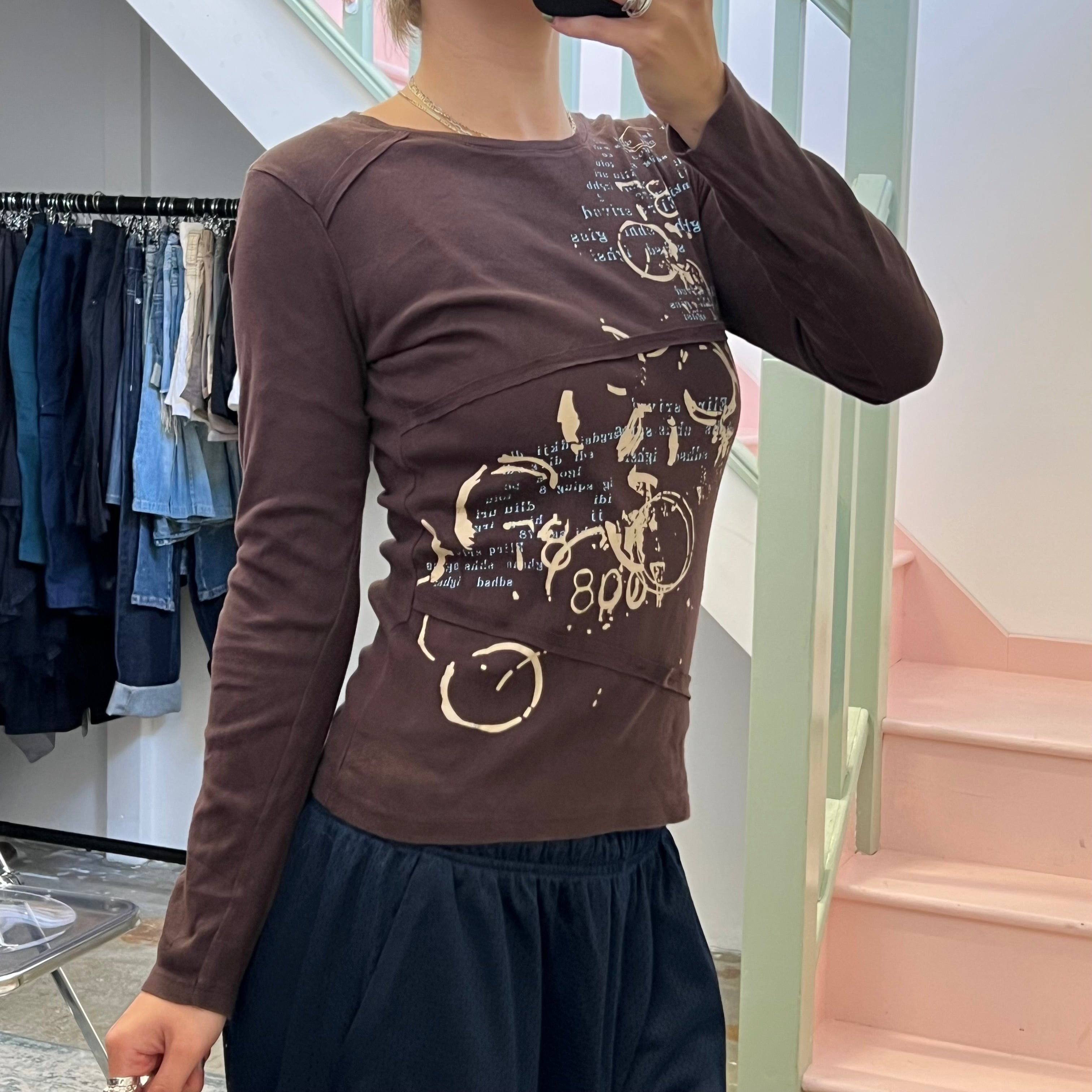 Brown graphic print top