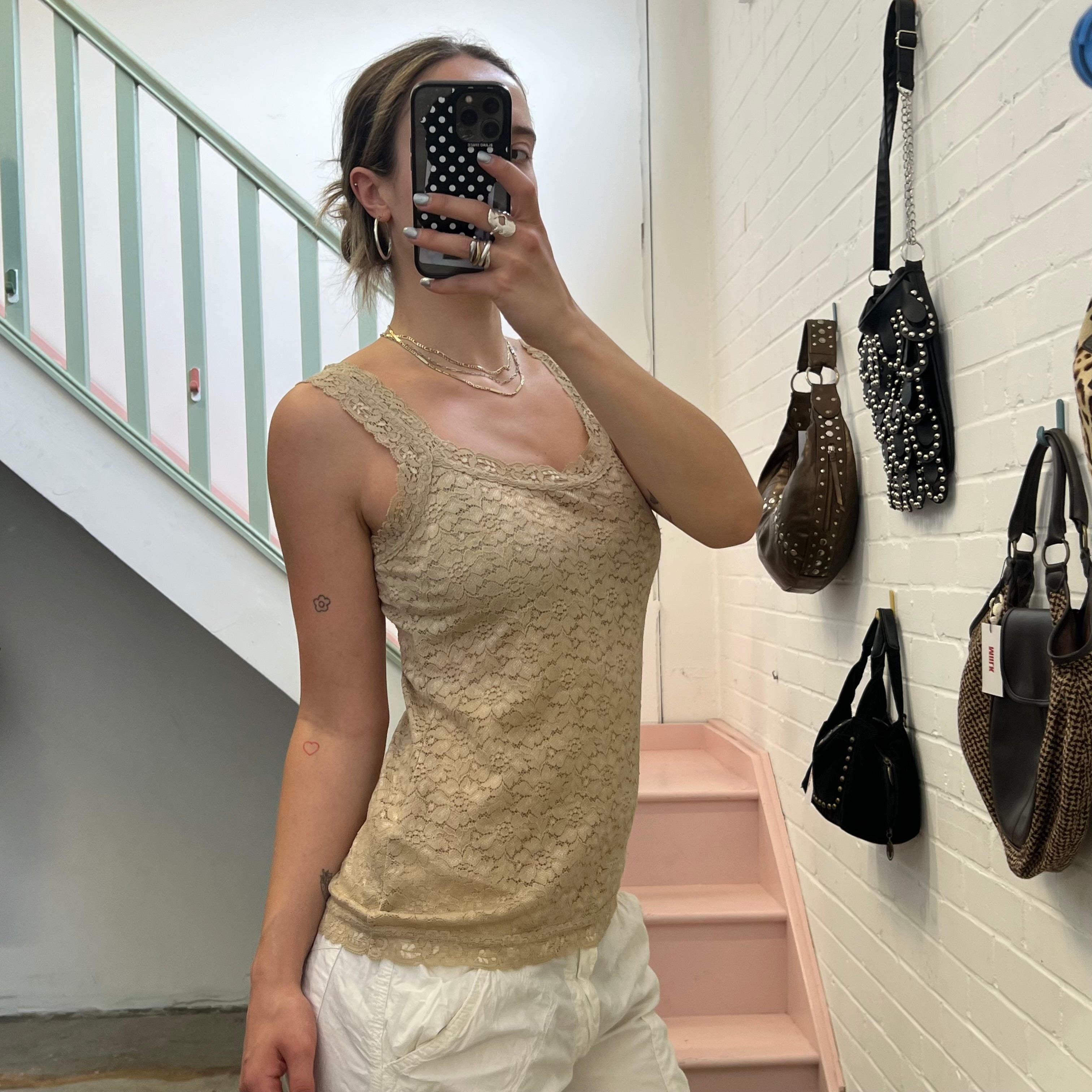Cream lace vest