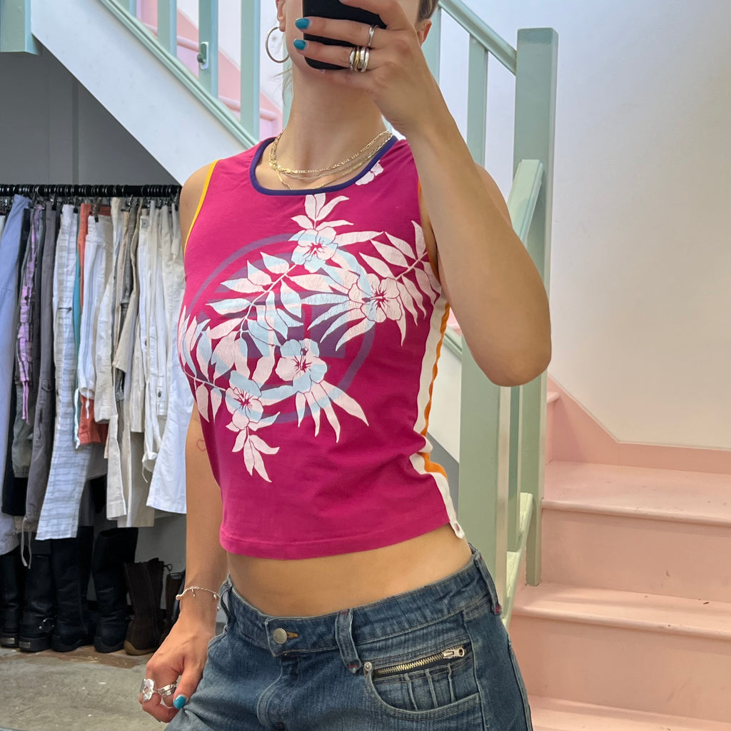 Pink and orange graphic print vest