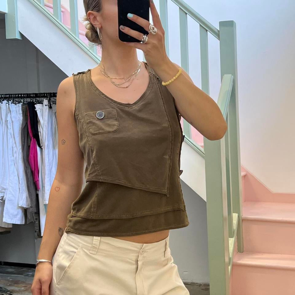 Brown utility style vest