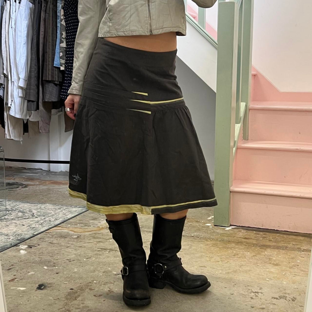 Khaki utility midi skirt