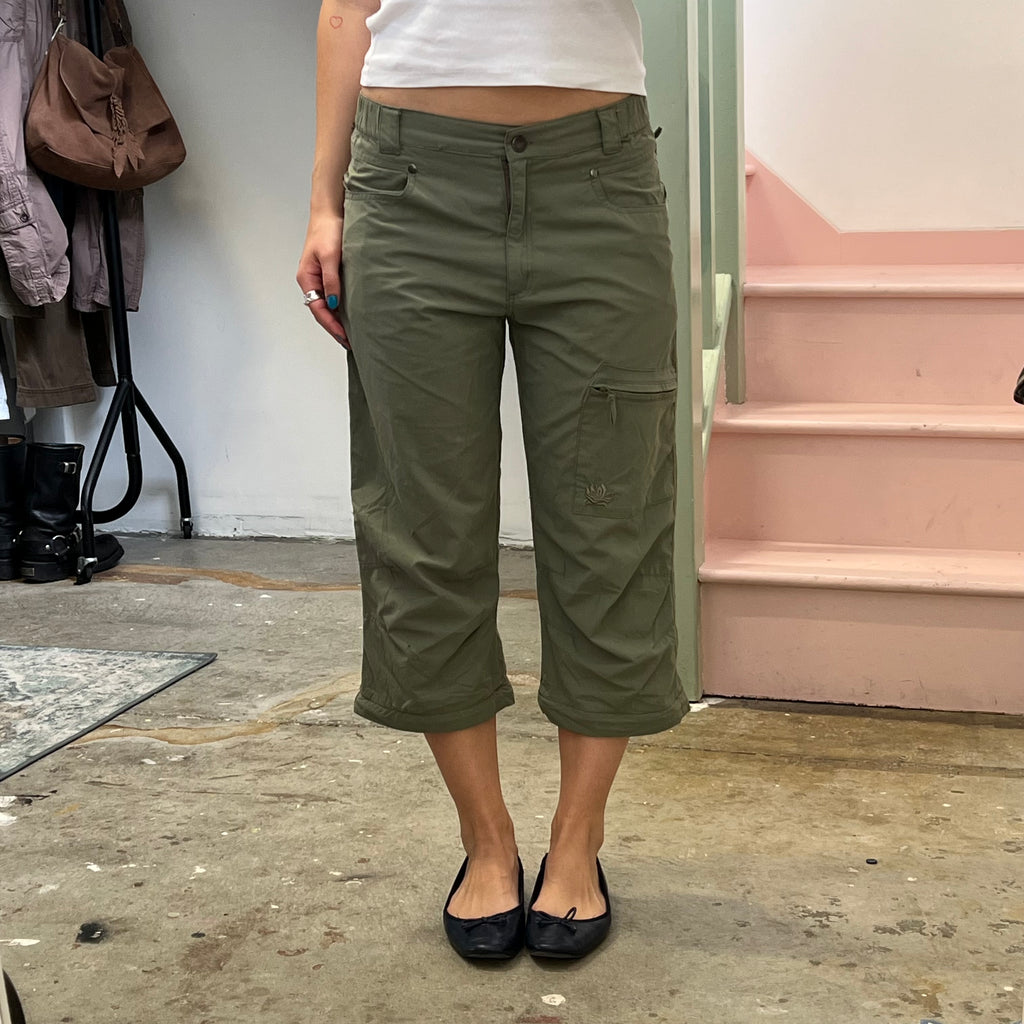 Khaki sporty style capri