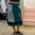 Teal printed midi skirt
