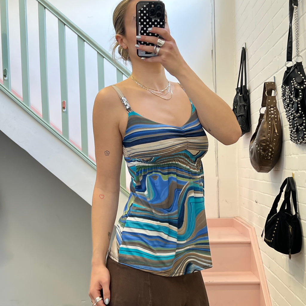 Blue printed vest