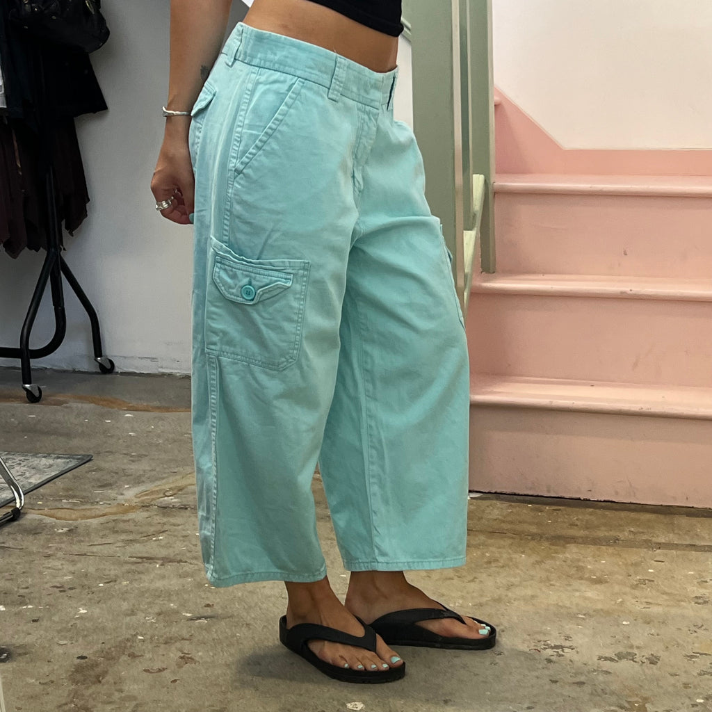 Lee light blue wide leg cargo trousers