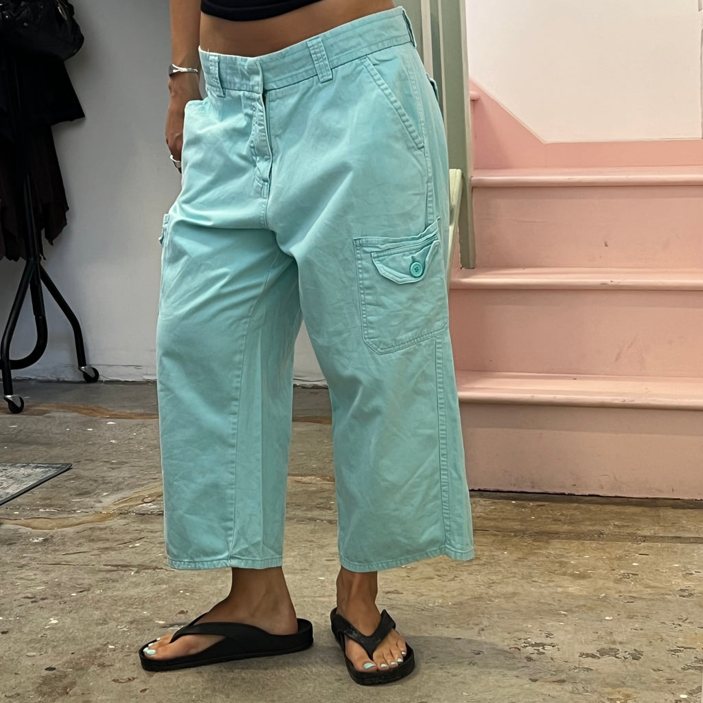 Lee light blue wide leg cargo trousers