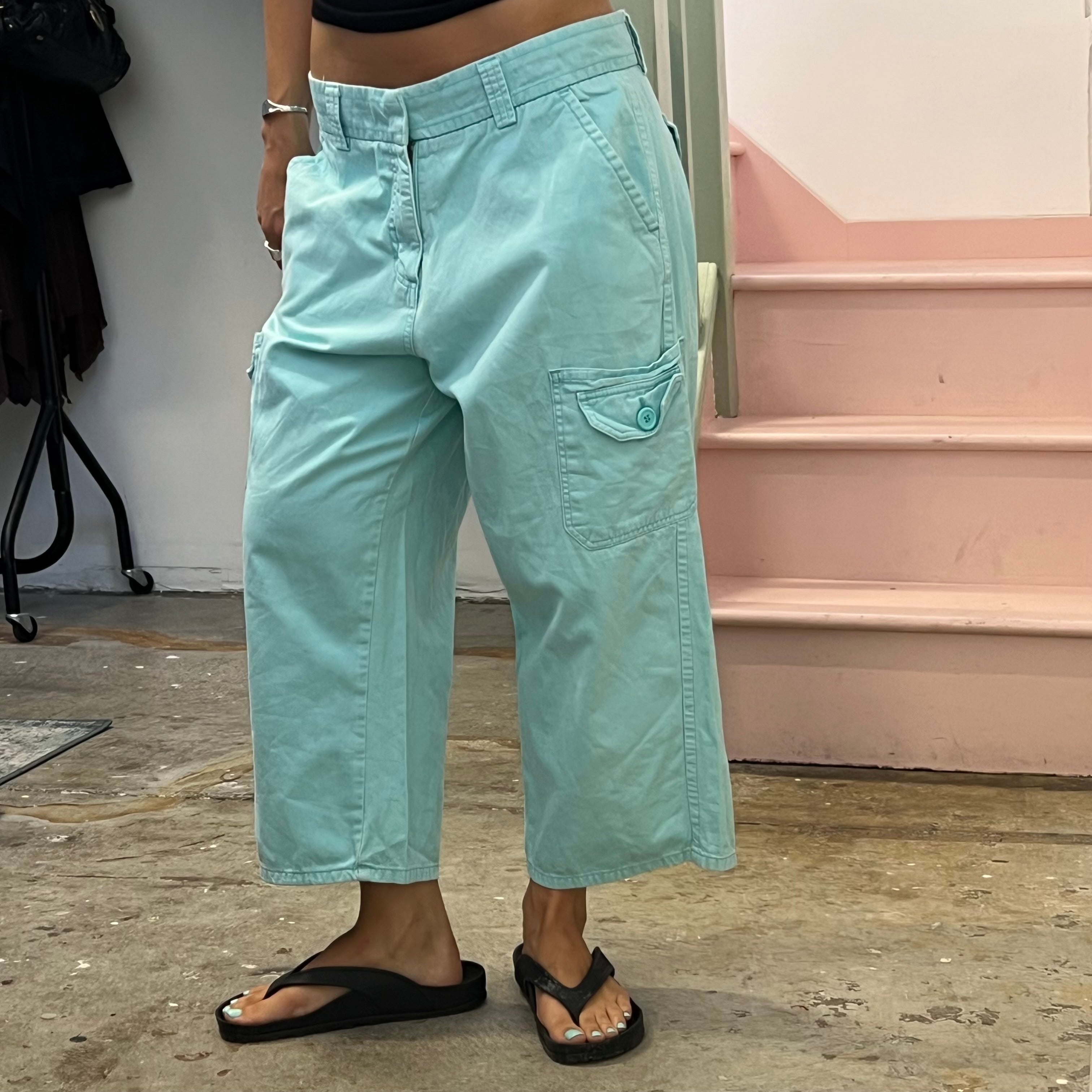 Lee light blue wide leg cargo trousers
