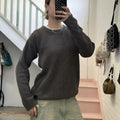 G-Star Raw utility style grey chunky knit crew neck vintage sweater with button detail