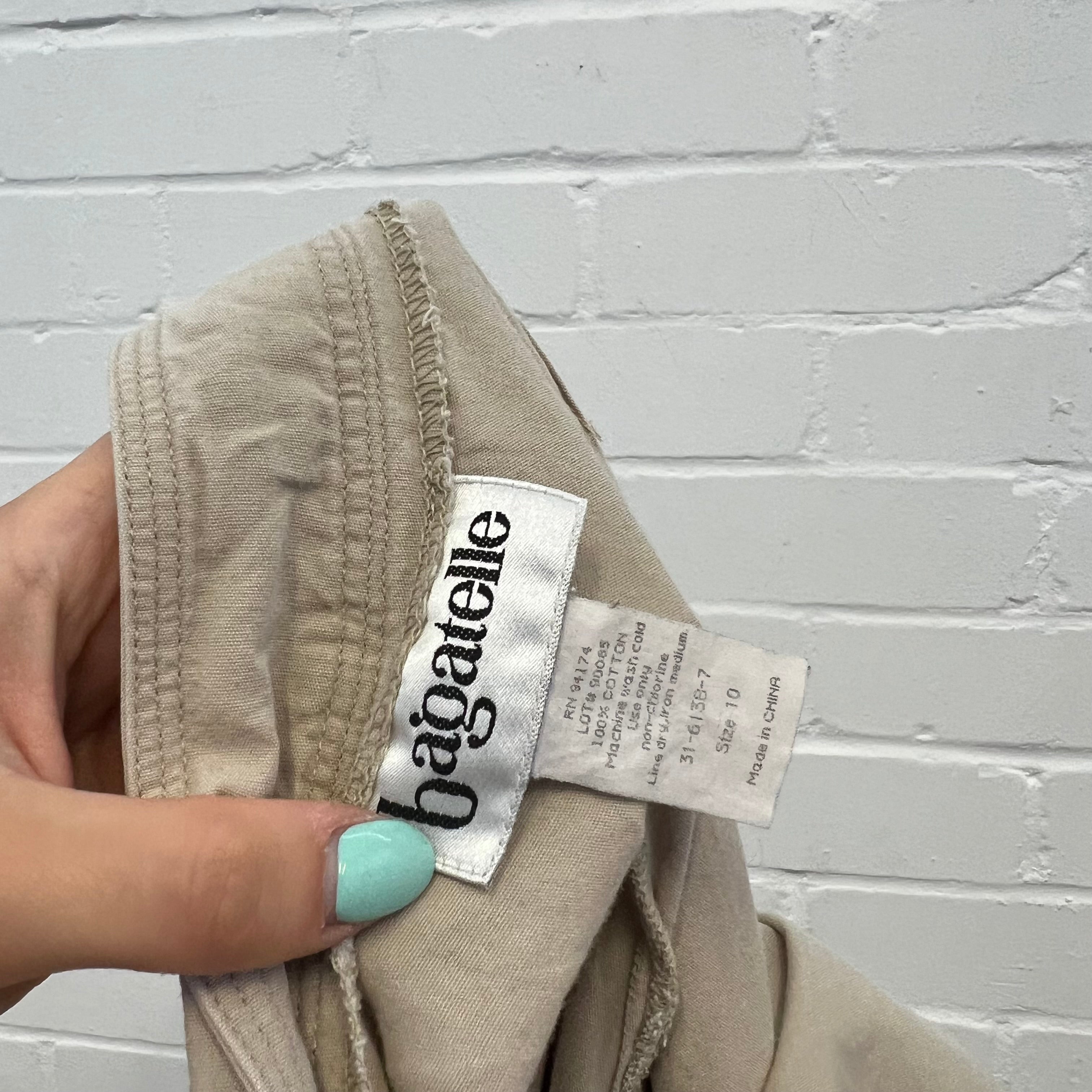Cream tie waist cargo capris