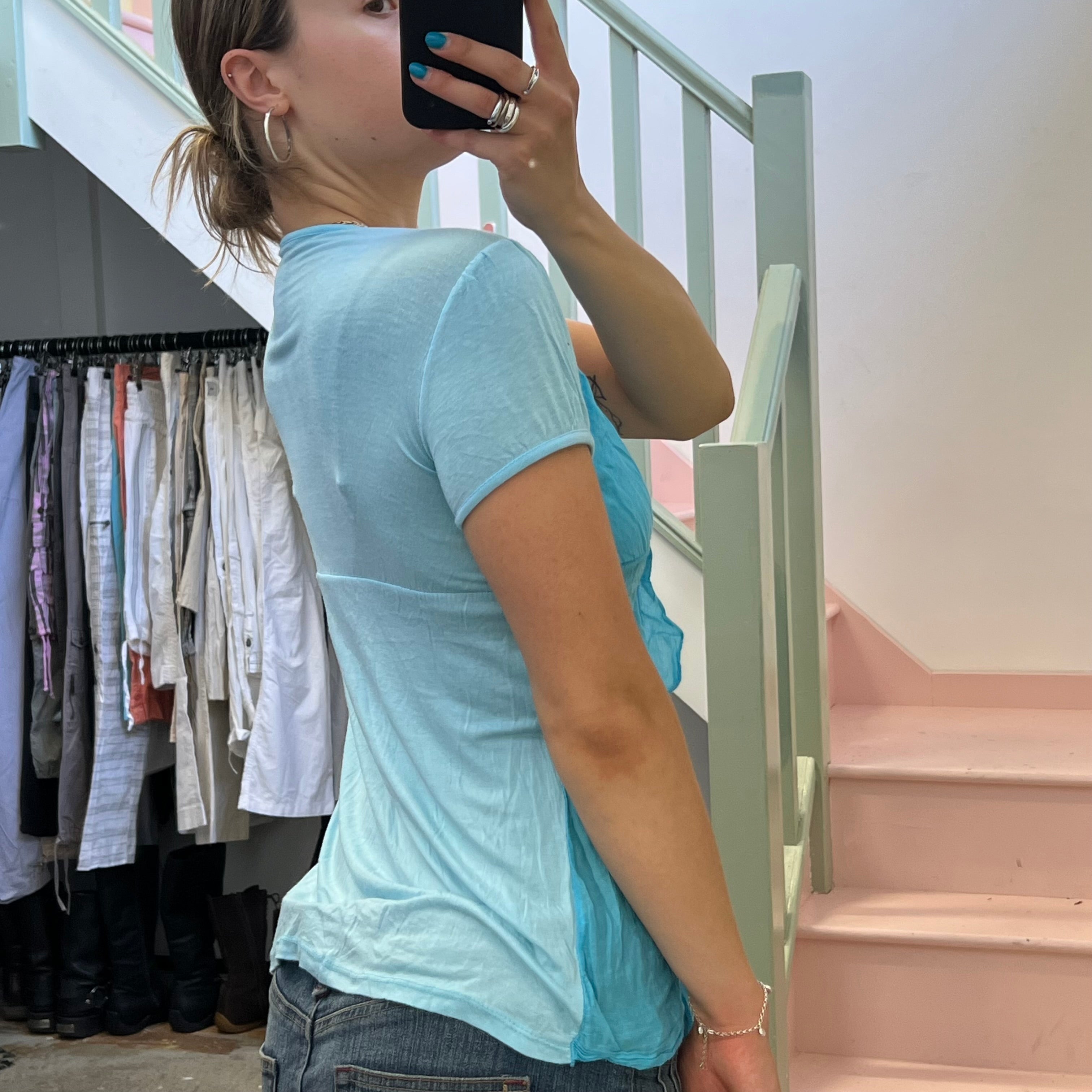 Blue ruffle tee