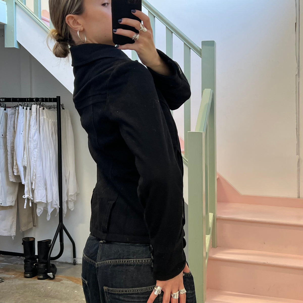 Black wool peacoat
