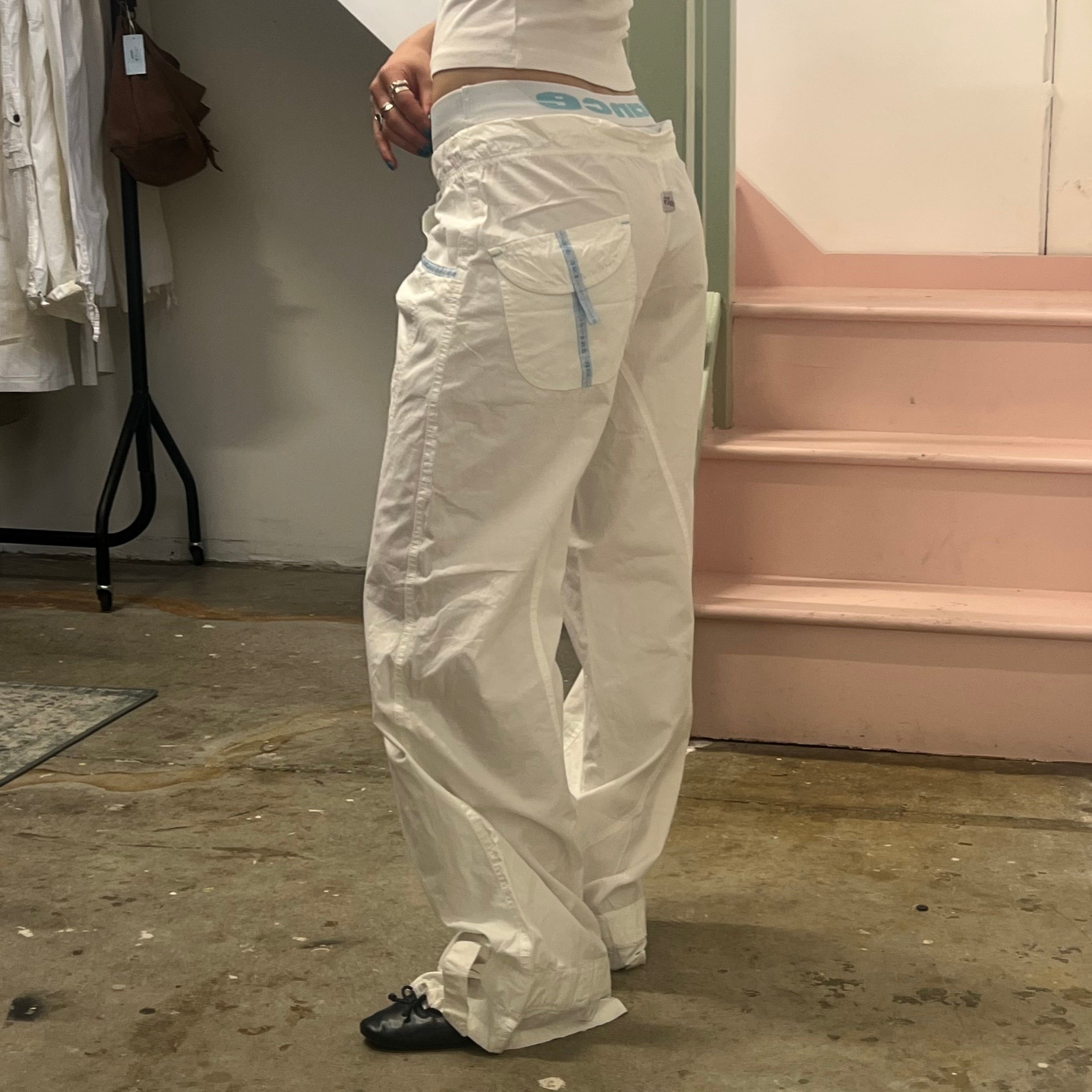 Danza white baggy wide leg joggers