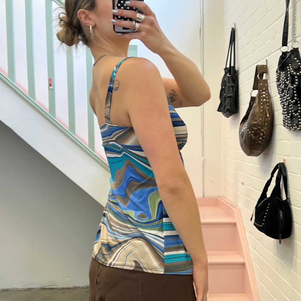 Blue printed vest