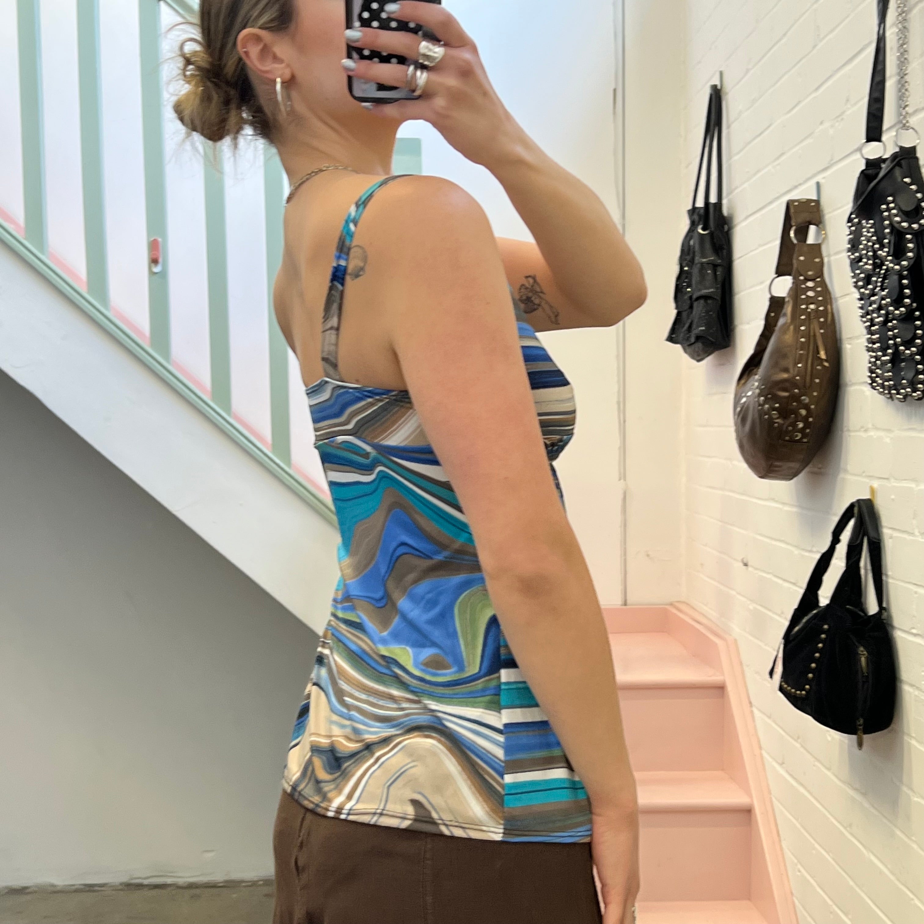 Blue printed vest