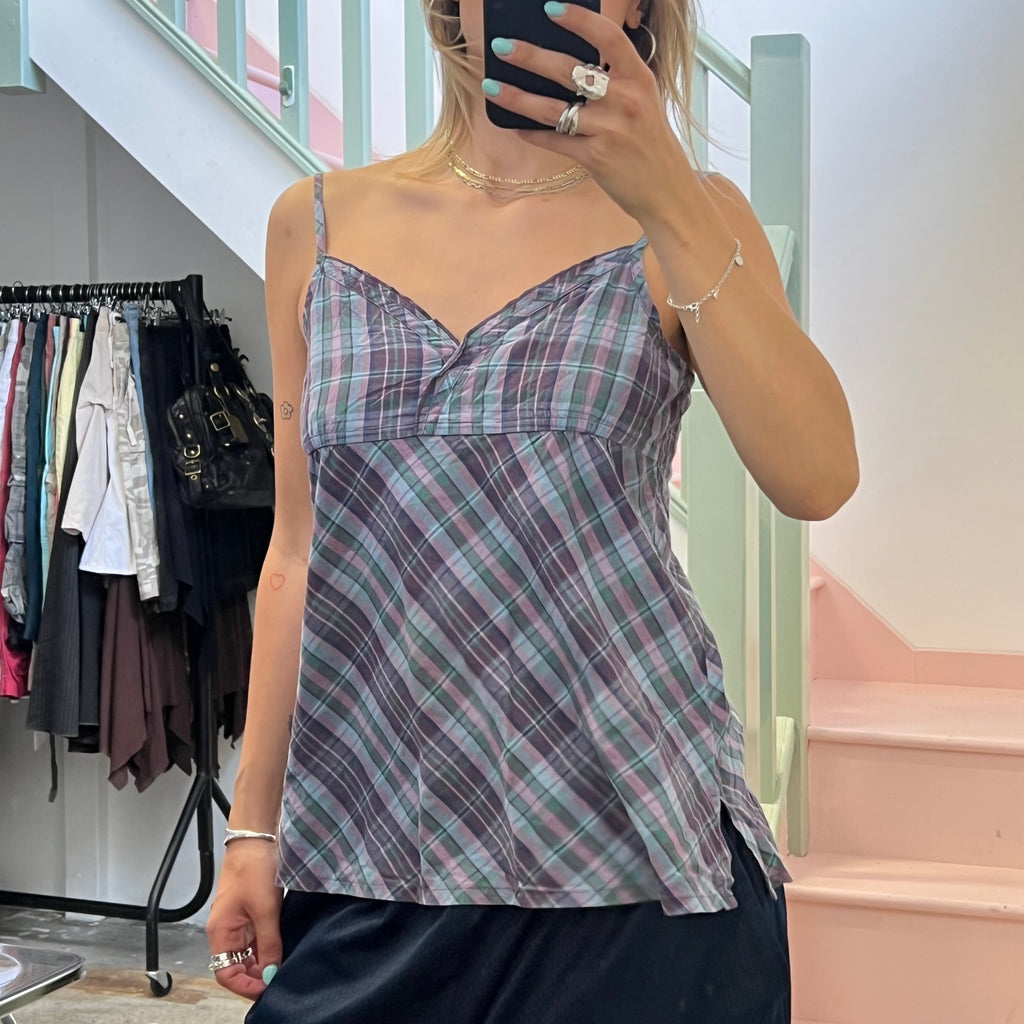 Blue and purple checkered vest