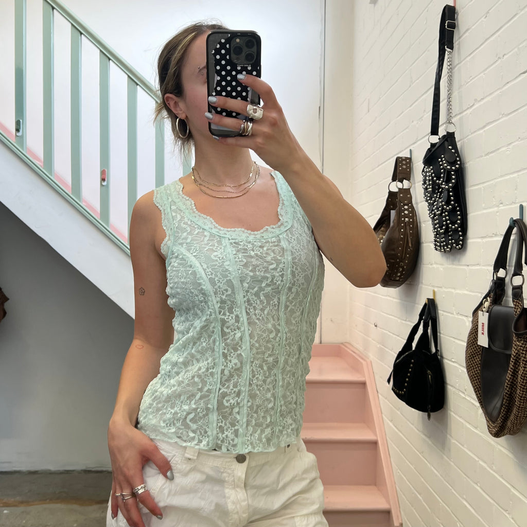 Baby blue lace vest