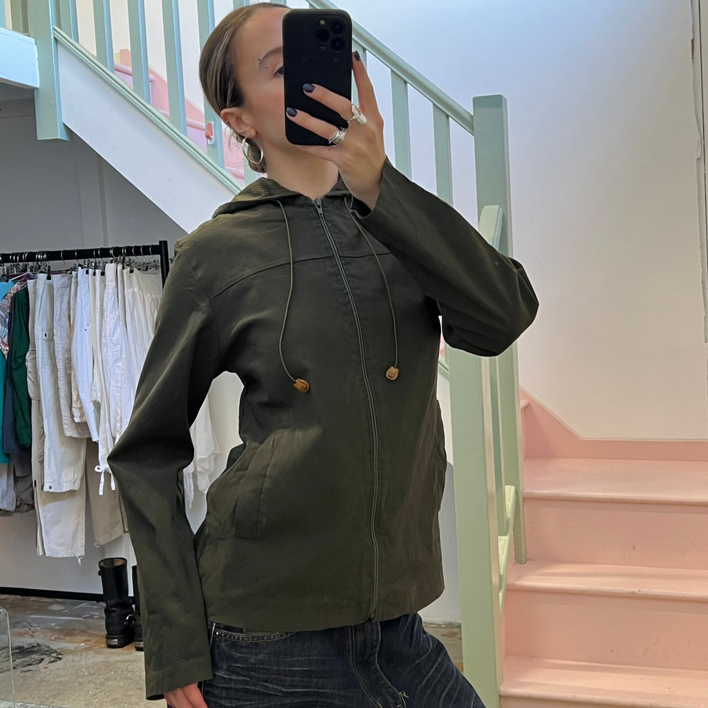 Khaki zip up lightweight jacket