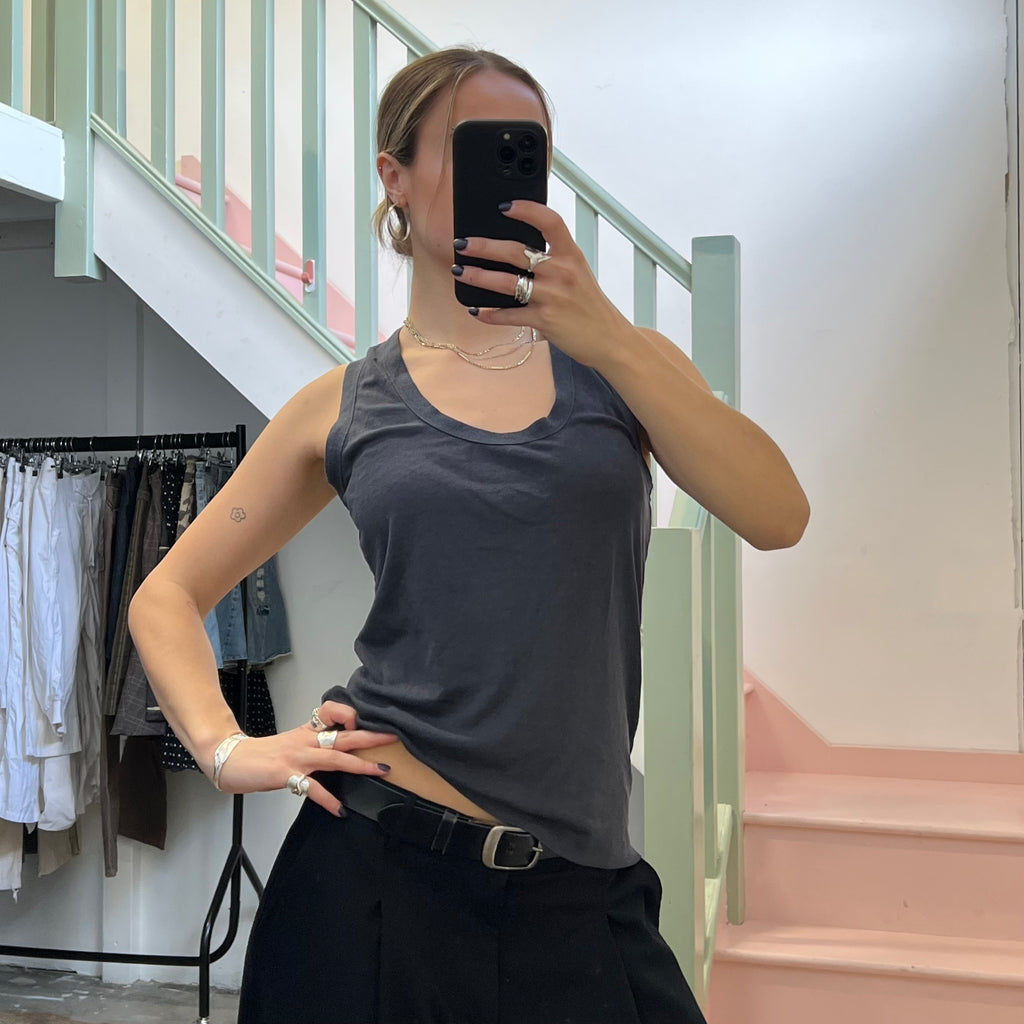 Grey slouchy racerback vest