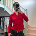 Red fitted long sleeve shirt