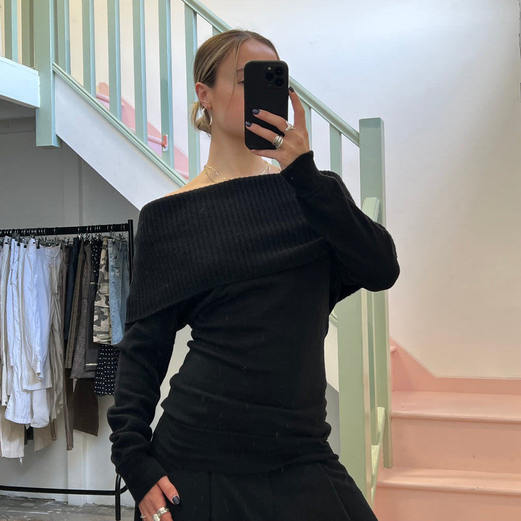 Sisley black off shoulder sweater