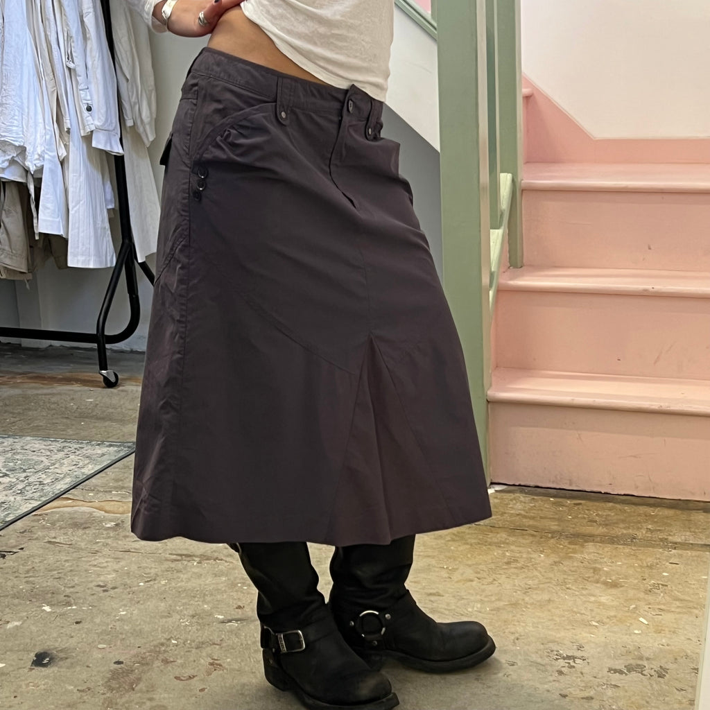 Grey cargo midi skirt