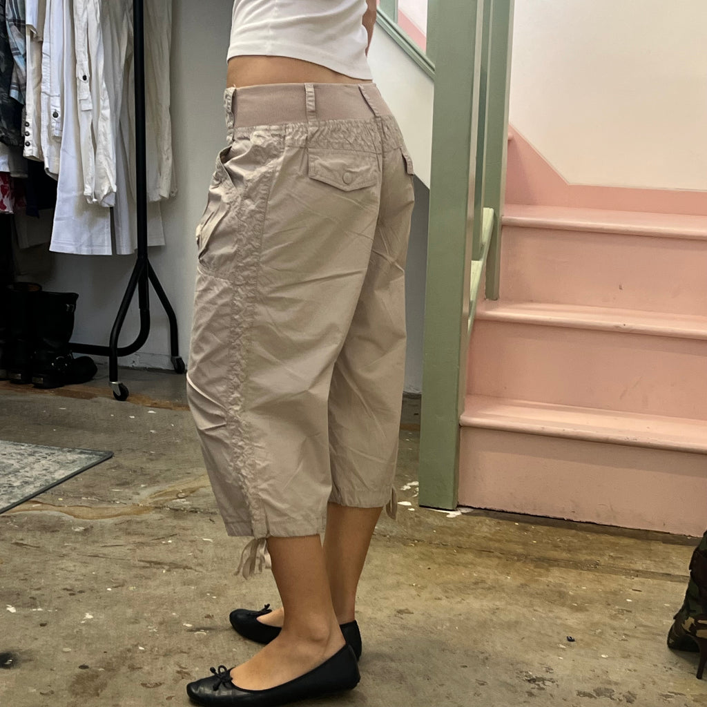 Cream baggy cargo capris