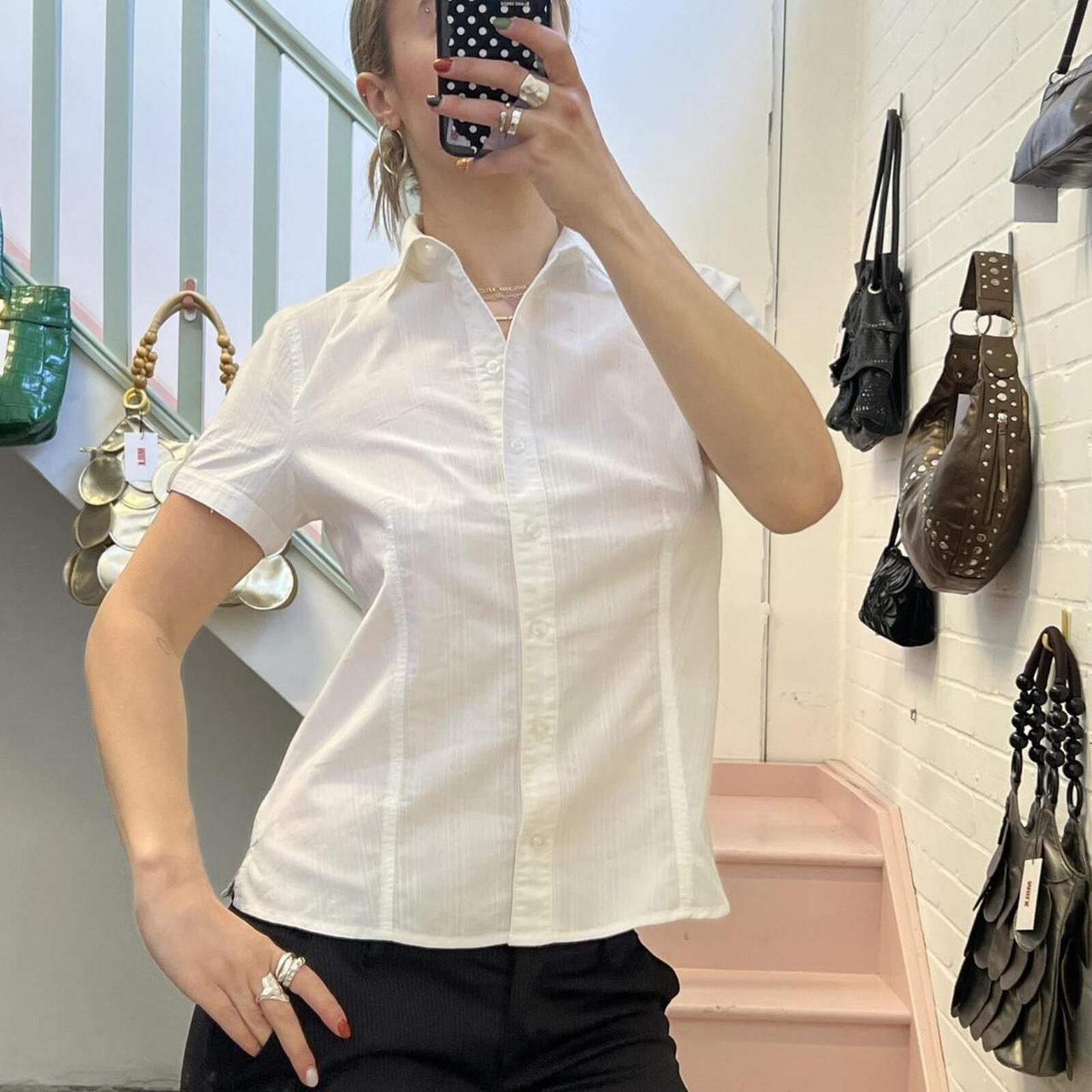 Biaggini white striped fitted vintage shirt