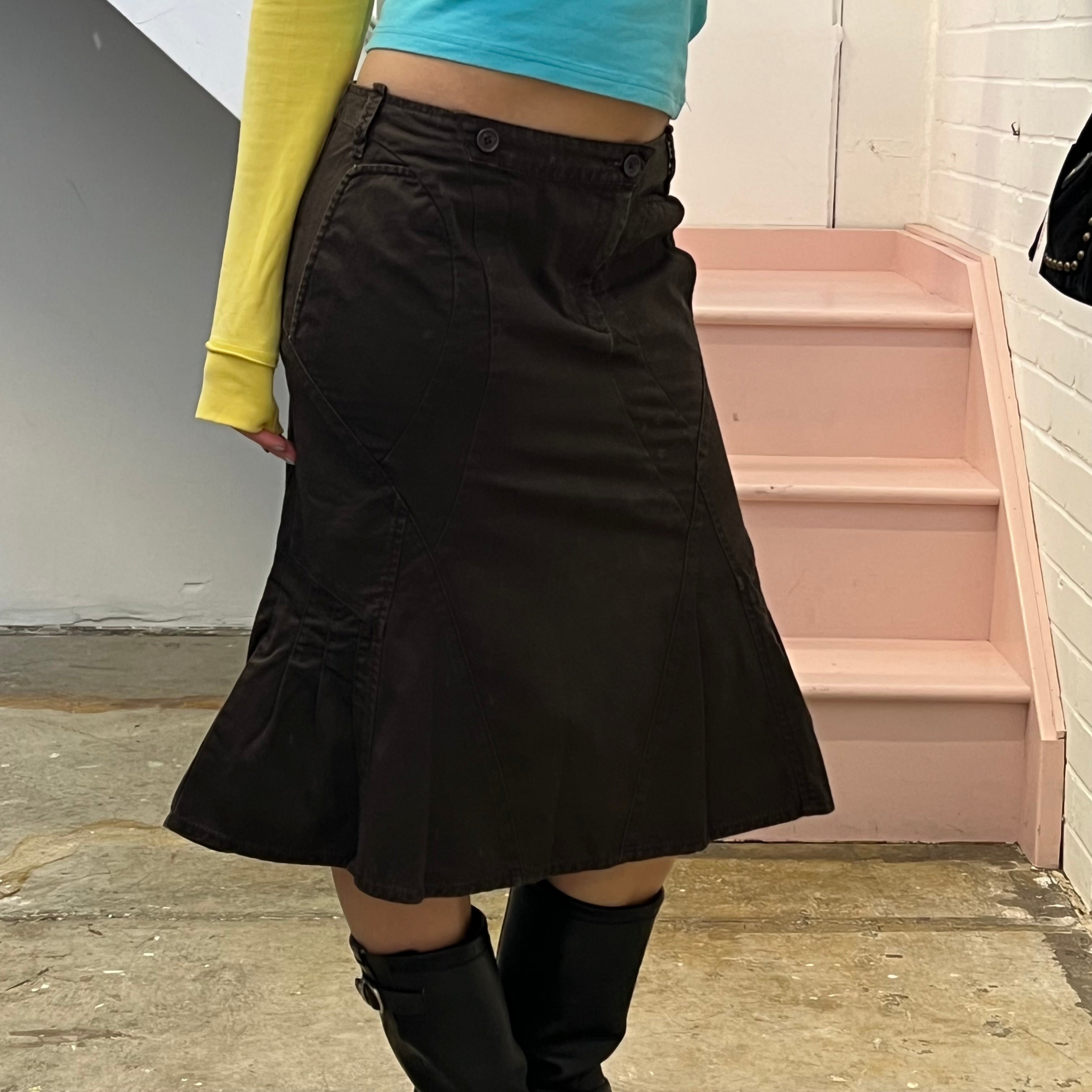 Mexx brown tailored structured midi skirt