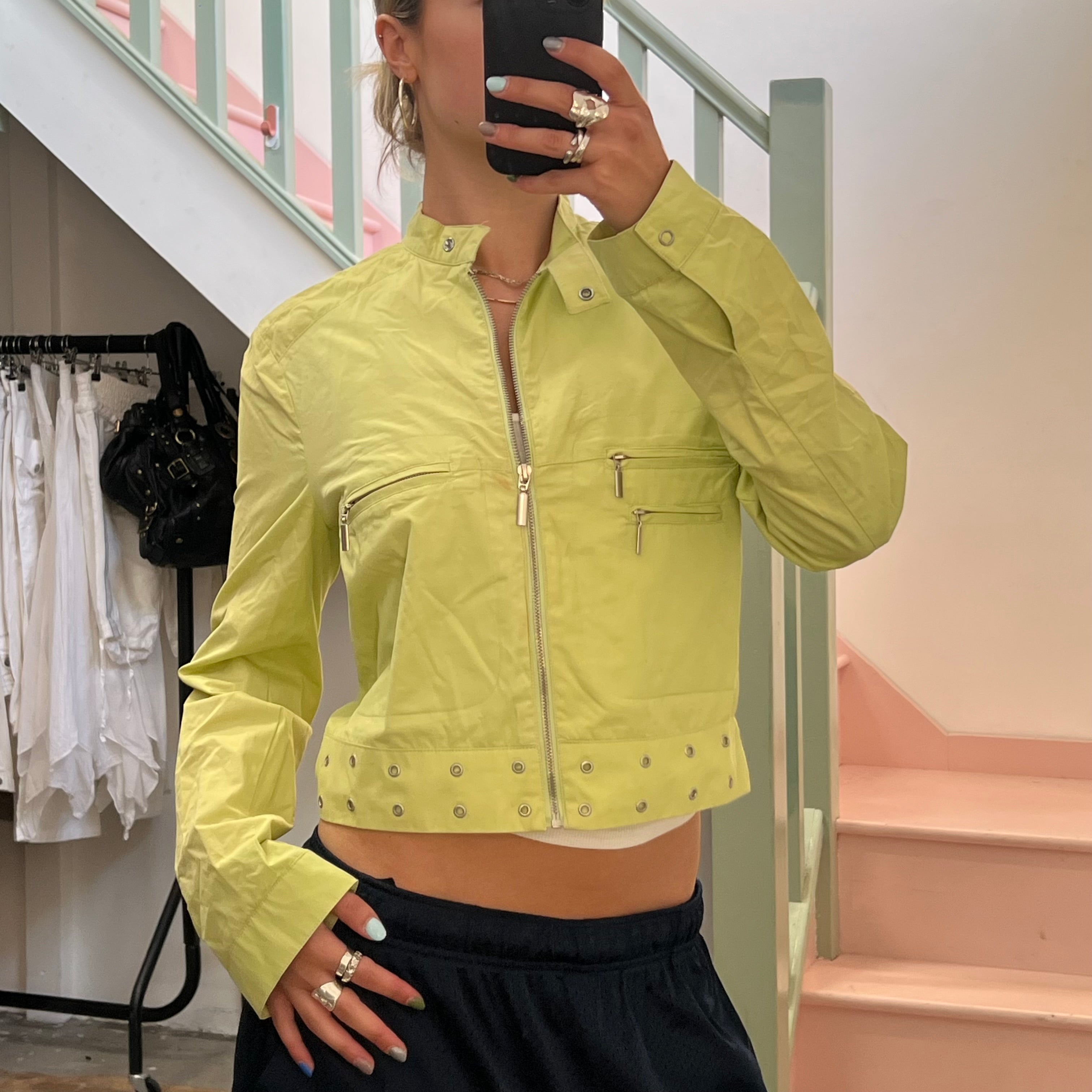 Lime green lightweight zip up jacket