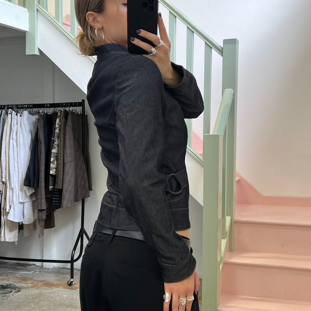Dark wash fitted denim jacket