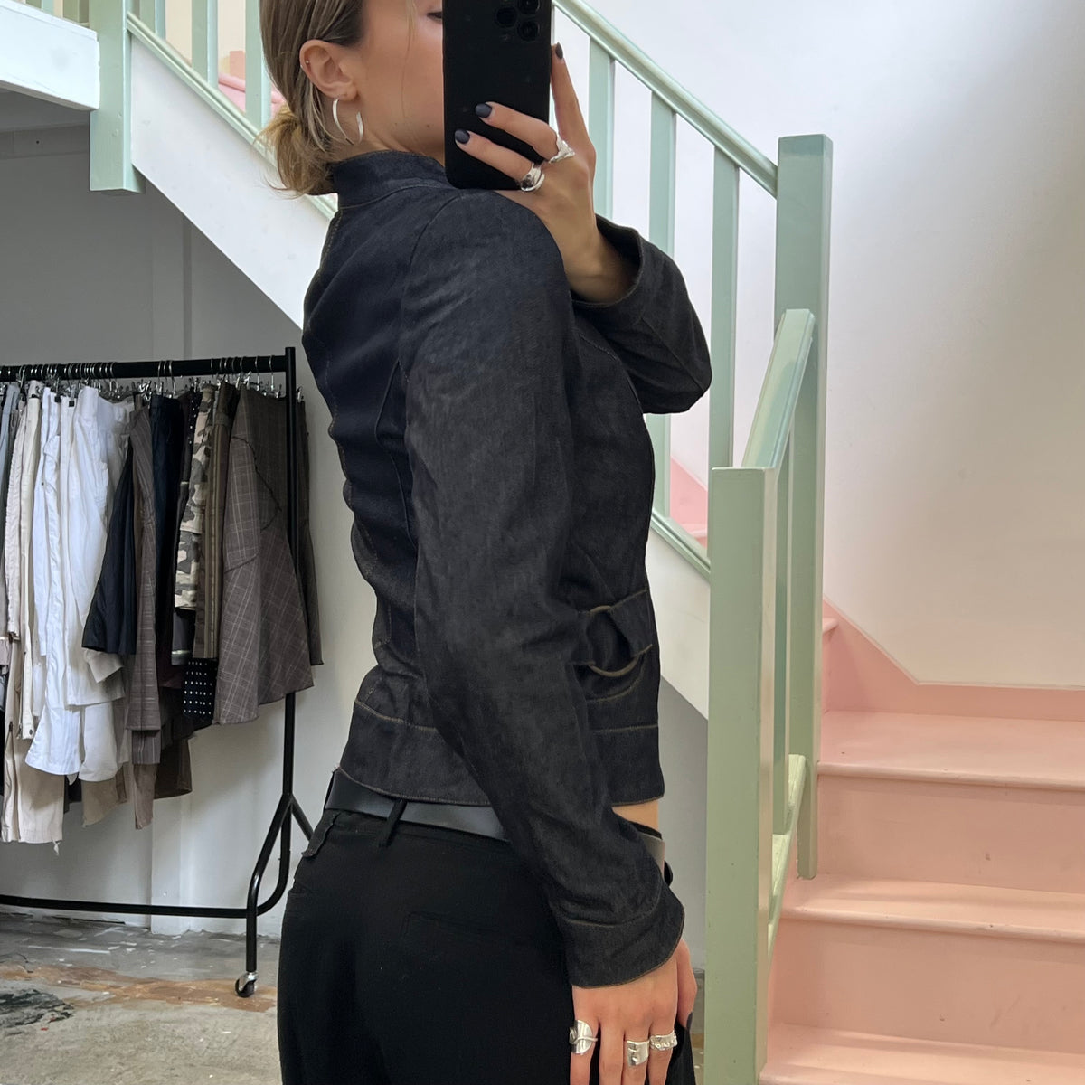 Dark wash fitted denim jacket
