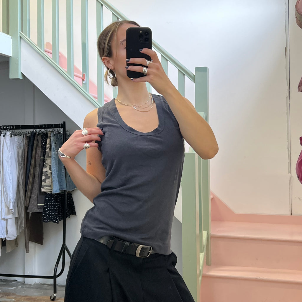 Grey slouchy racerback vest