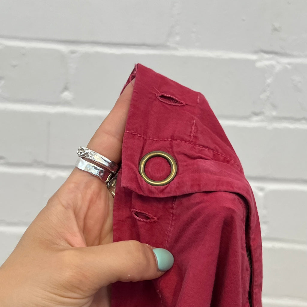 Red wide leg cargo capris