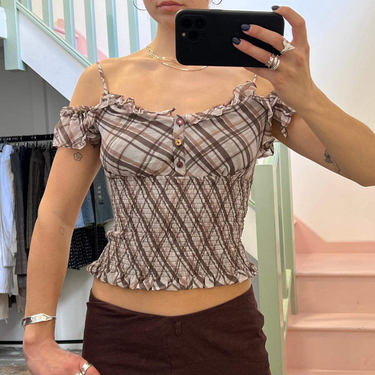 Miss Sixty check off shoulder blouse