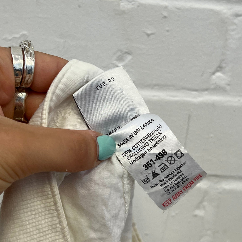 White wide leg baggy cargo capris
