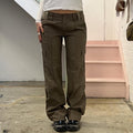 Brown low rise wide leg vintage cargo trousers
