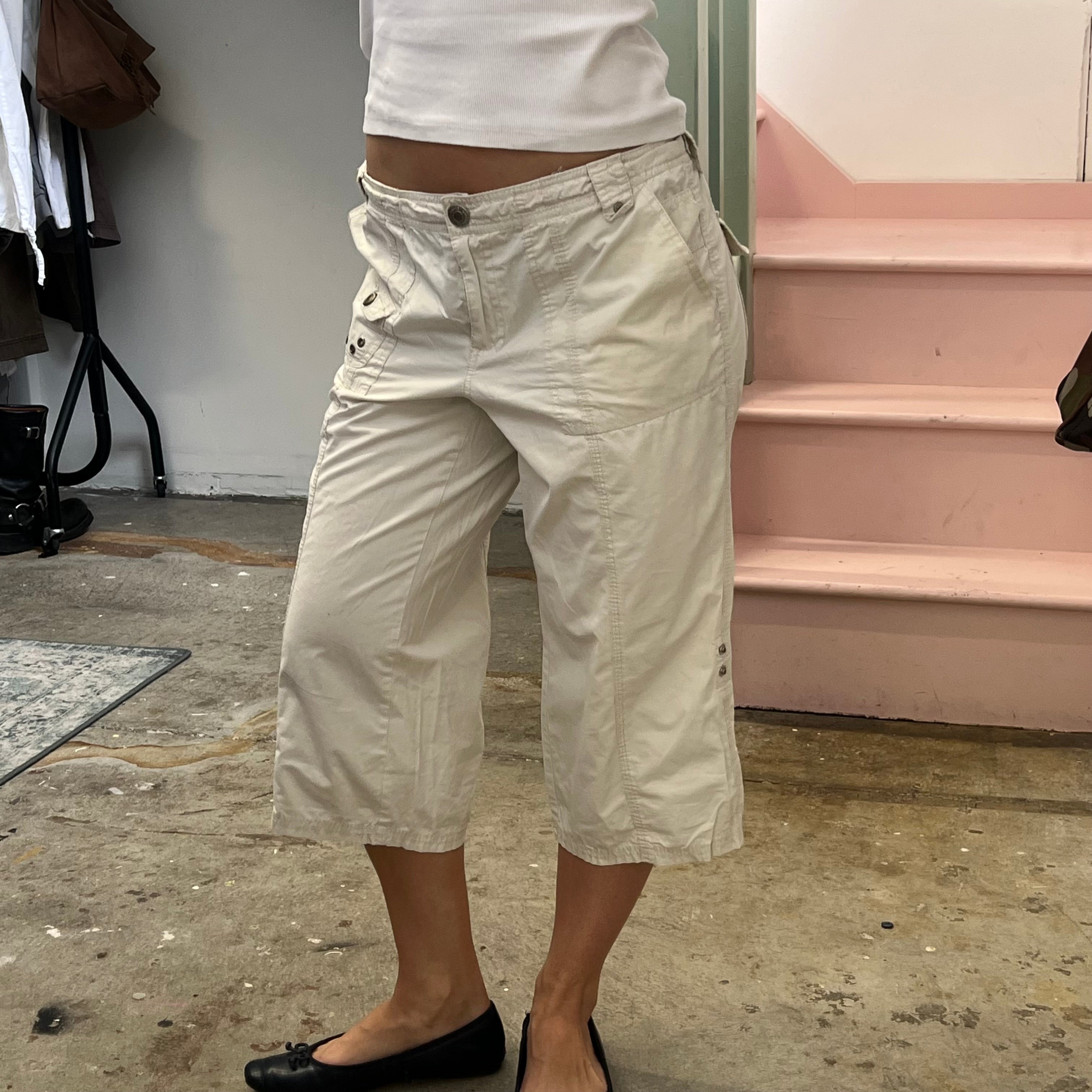 Street One cream baggy capris with eyelets