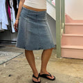 Light wash floaty denim midi skirt