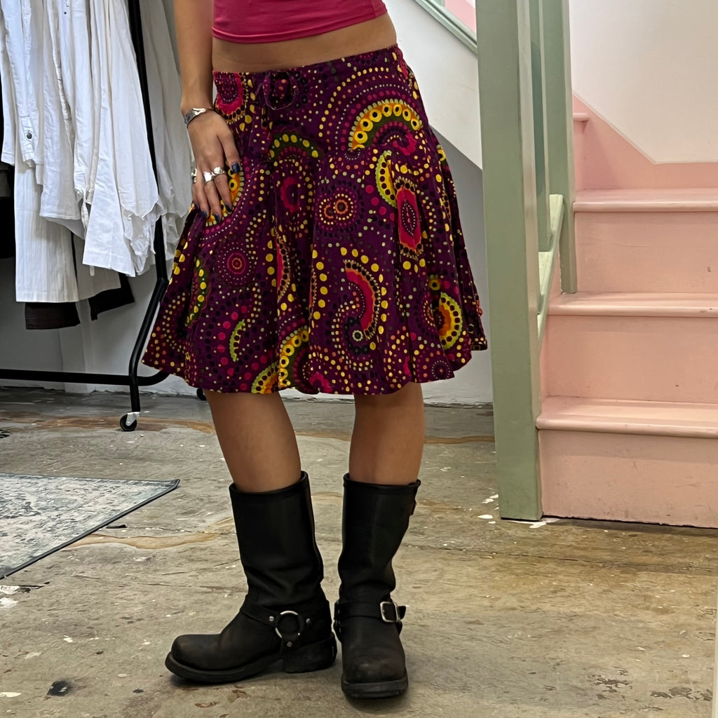 Purple printed midi skirt