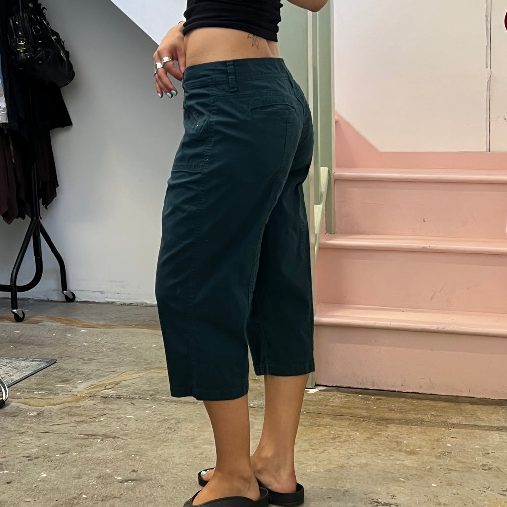 Teal dark green tailored capris