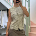 Cream button up utility style shirt