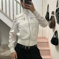 White fitted lightweight vintage bomber jacket