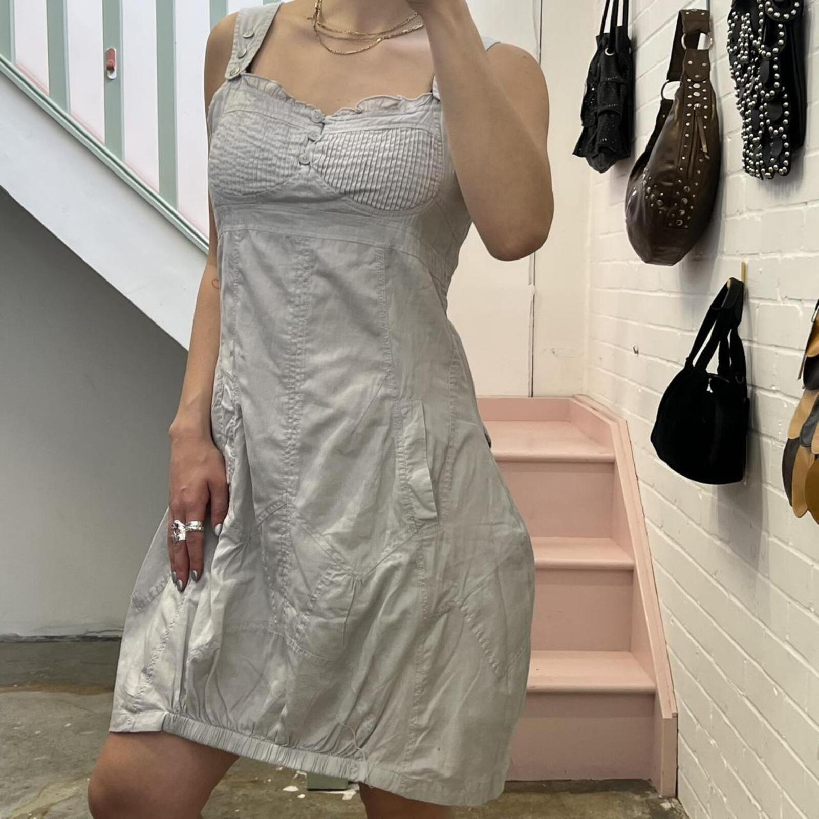 Grey utility style vintage bubble mini dress