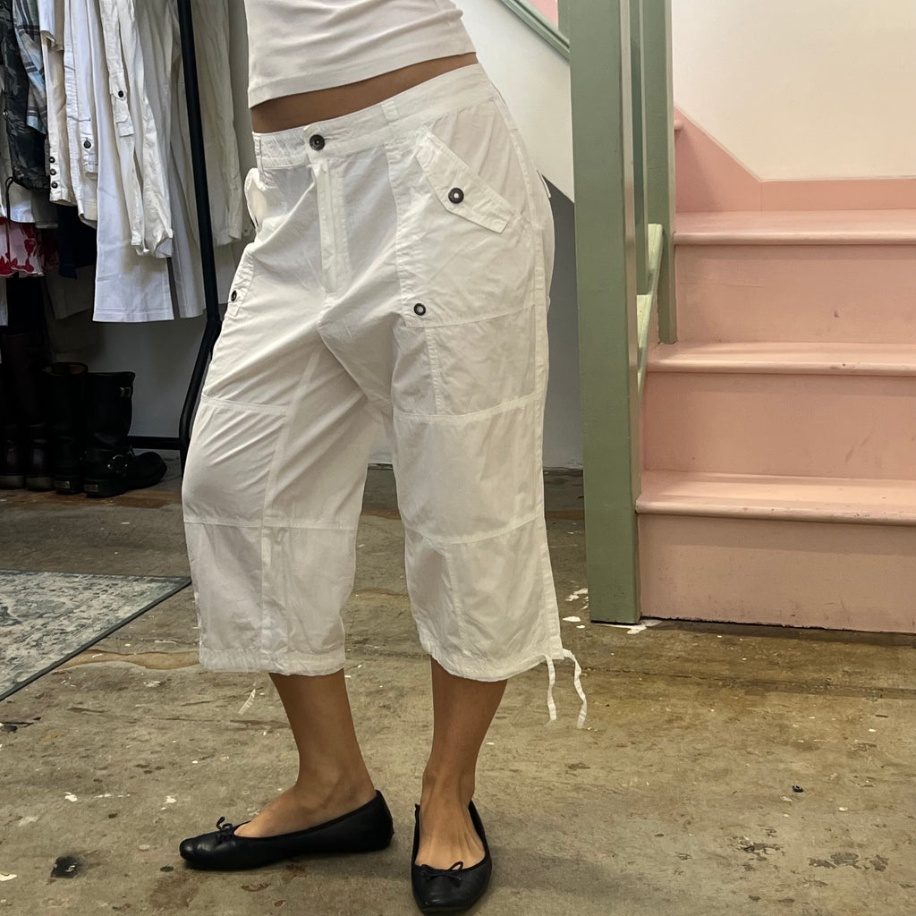 White baggy cargos capris