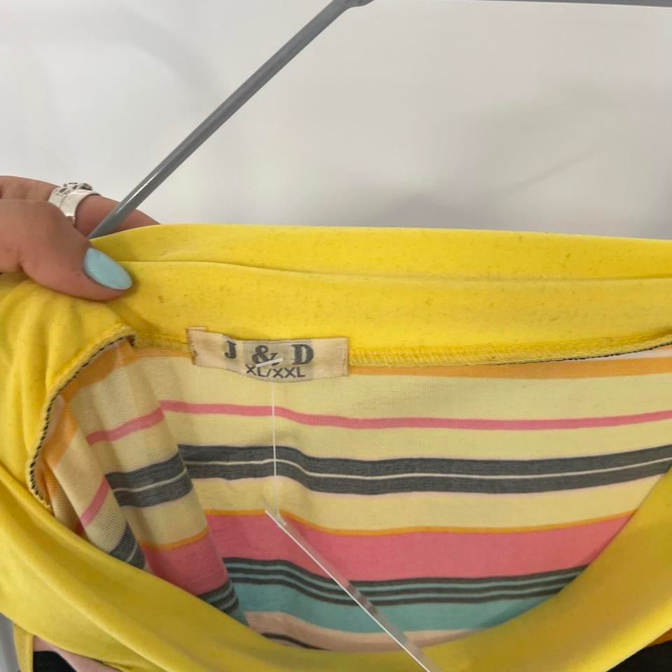 Yellow striped off shoulder top