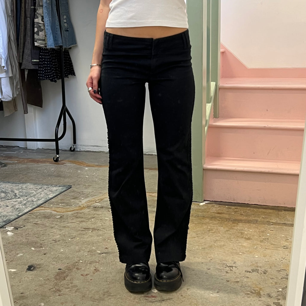 Black lace up tailored trousers